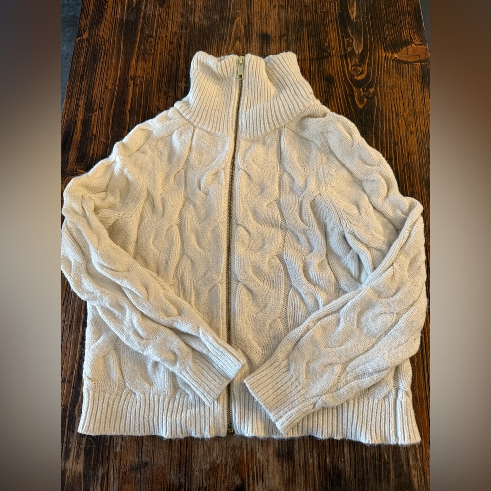 Talbots Cream Cable Knit Turtleneck Sweater Old Money